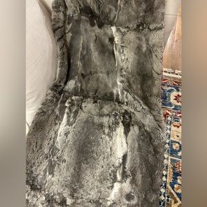 Grey rabbit fur throw - 59x19 inches from Turkey